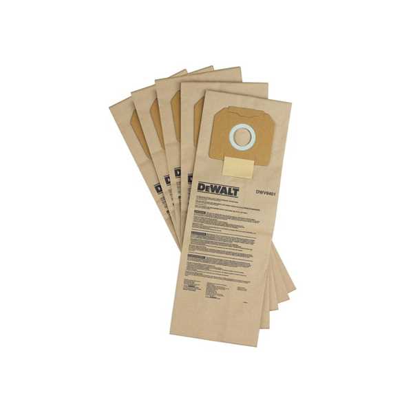 DEWALT DWV9401-XJ Papier-Staubbeutel (5 Stück) – Original-Zubehör Für DWV902M Und DWV902L Nass-/Trockensauger