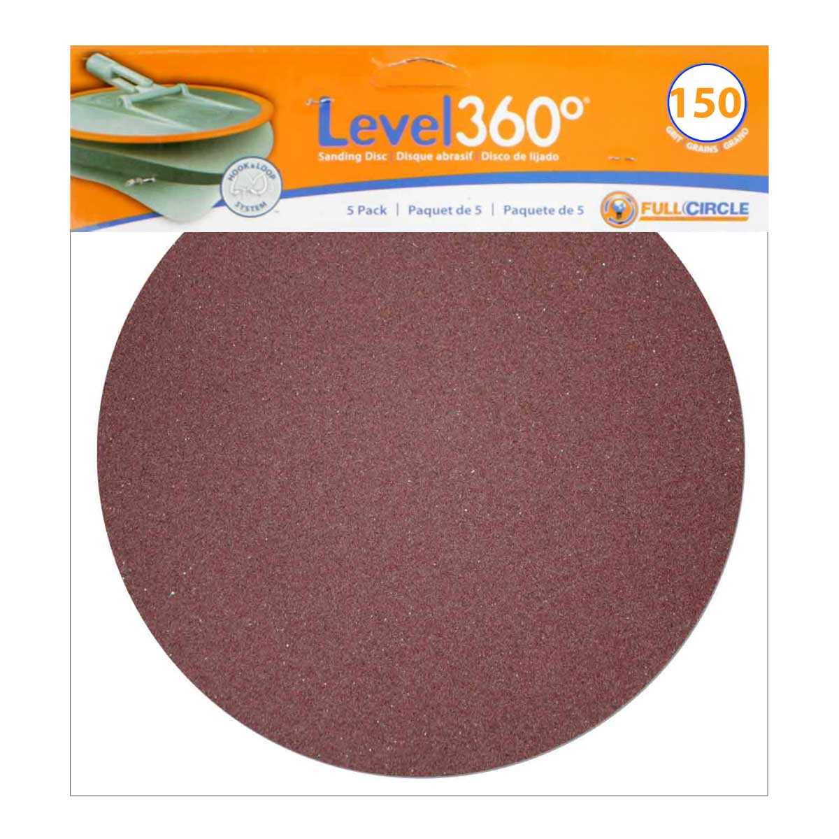 Full Circle International Inc Level360 Sanding Disc 150 Grit for use with Radius360 sanding Tool or Drywall Power Sanding Tools SD150-5 8-3/4