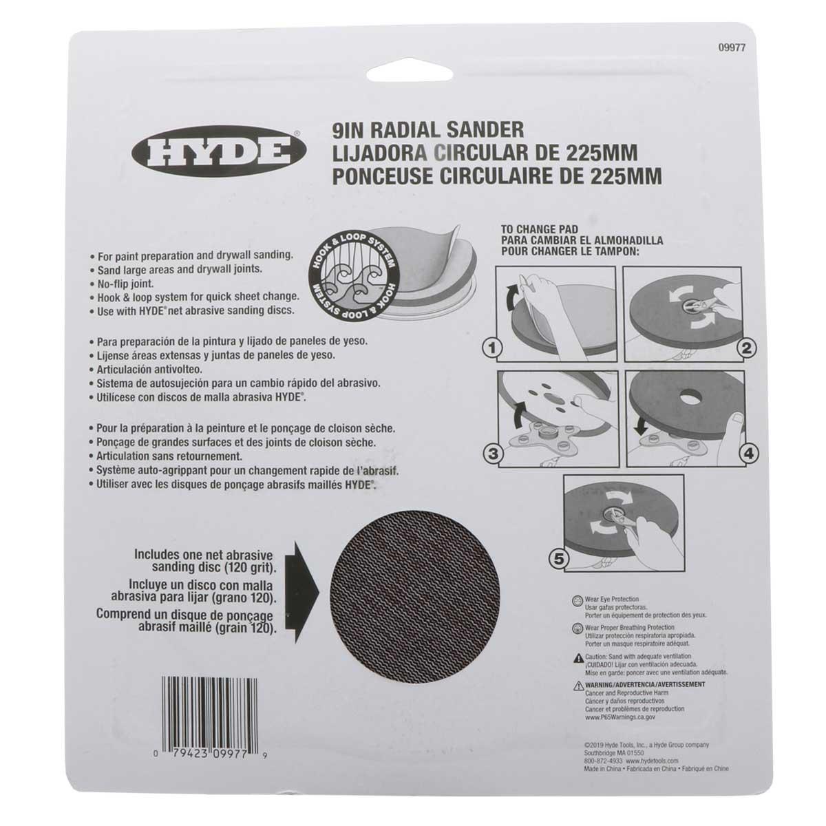 No Flip Design Hyde 9” Radial Sander Head 09977 