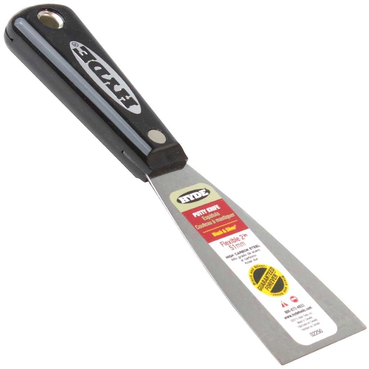 Hyde Tools 4-Inch Square-Point Knife - 15-Gauge High Carbon Steel With Safety Grip